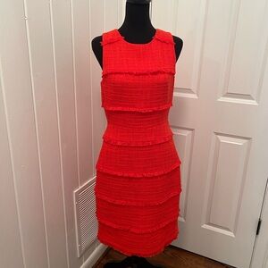 J. Crew Vibrant Red Textured Mini Dress